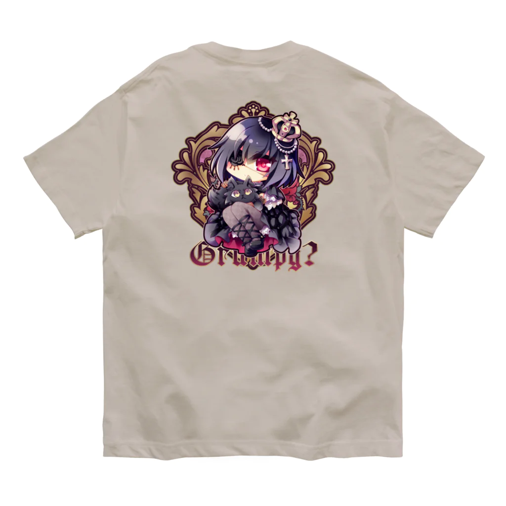 月蝕ざっか店＠SUZURIの不機嫌と王冠とお猫さま（For Backprint） Organic Cotton T-Shirt