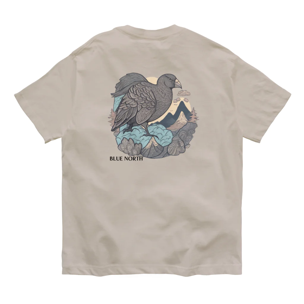 aokitaの【BLUE NORTH】岩山の鳥 オーガニックコットンTシャツ