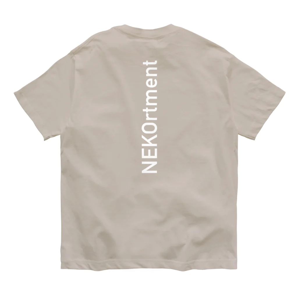 NEKO rtmentの白文字&ポケロゴ＋縦ロゴ オーガニックコットンTシャツ