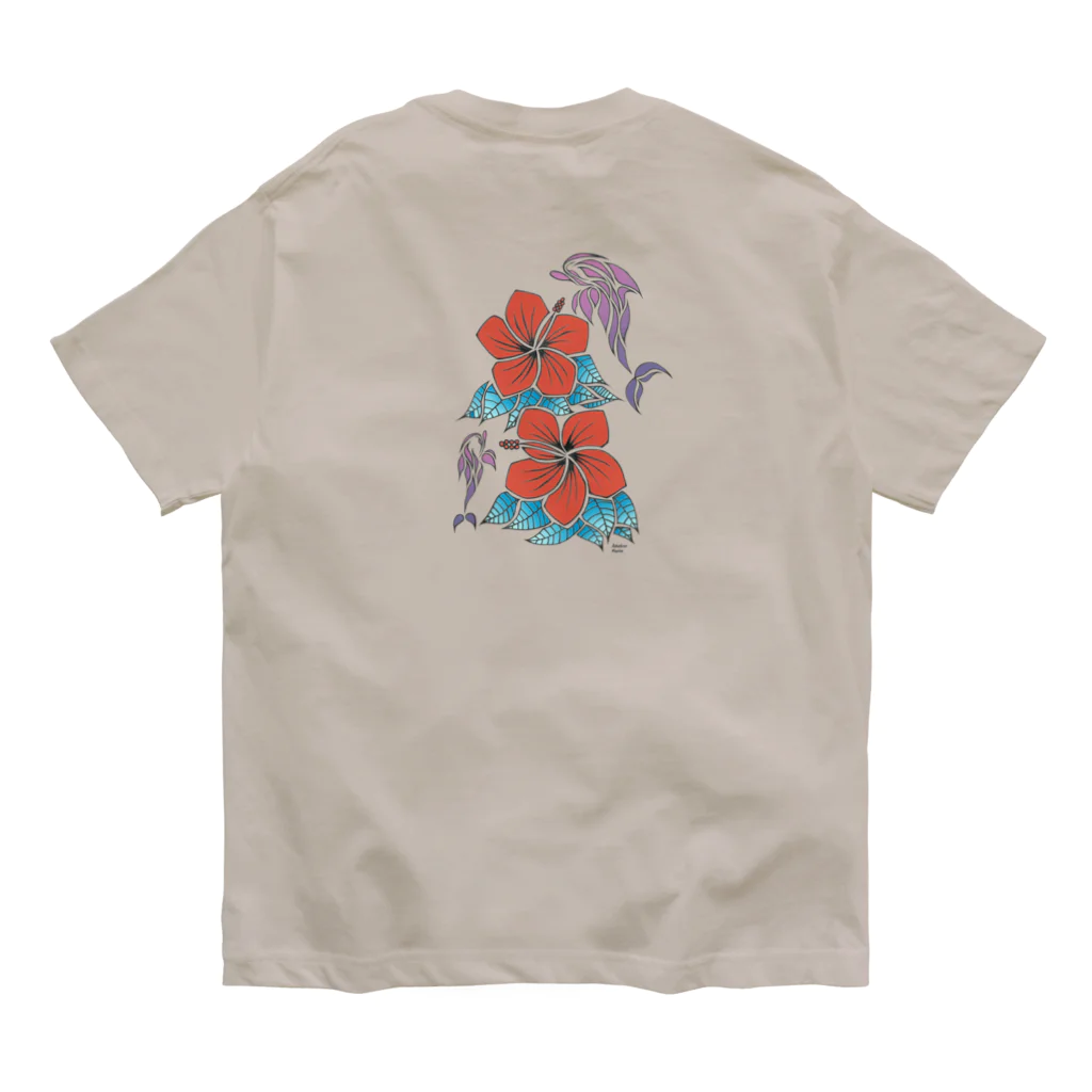 One Day Surf. by Takahiro.Kのhibiscus & dolphins オーガニックコットンTシャツ