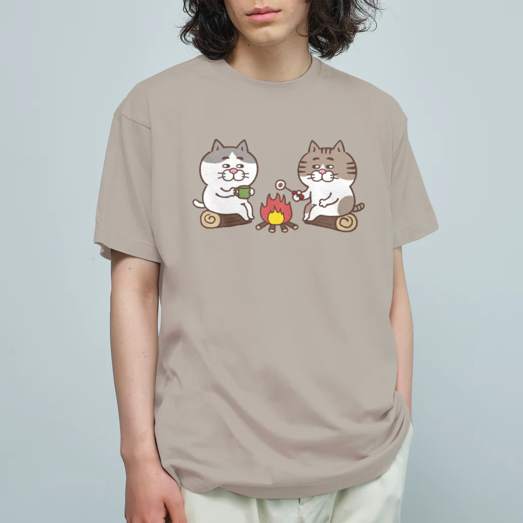 目つきの悪い猫＠いけやけいのキャンプにゃんこ オーガニックコットンTシャツ