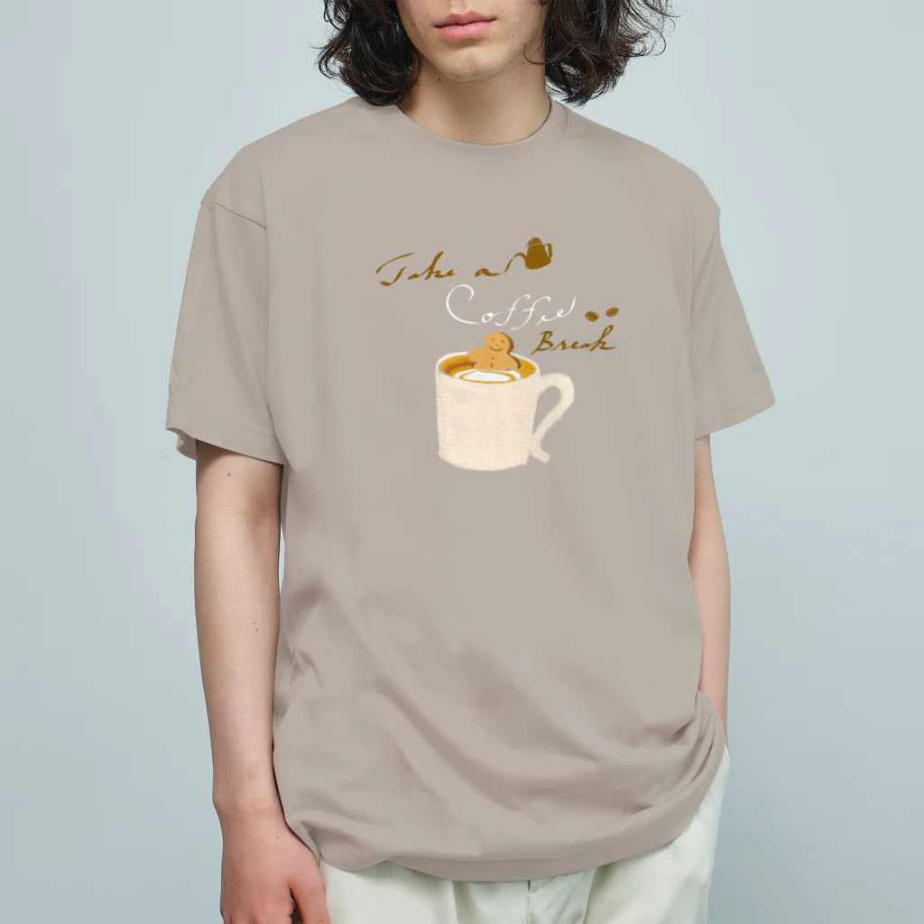 kiki25のcoffee time(コーヒー白字) Organic Cotton T-Shirt