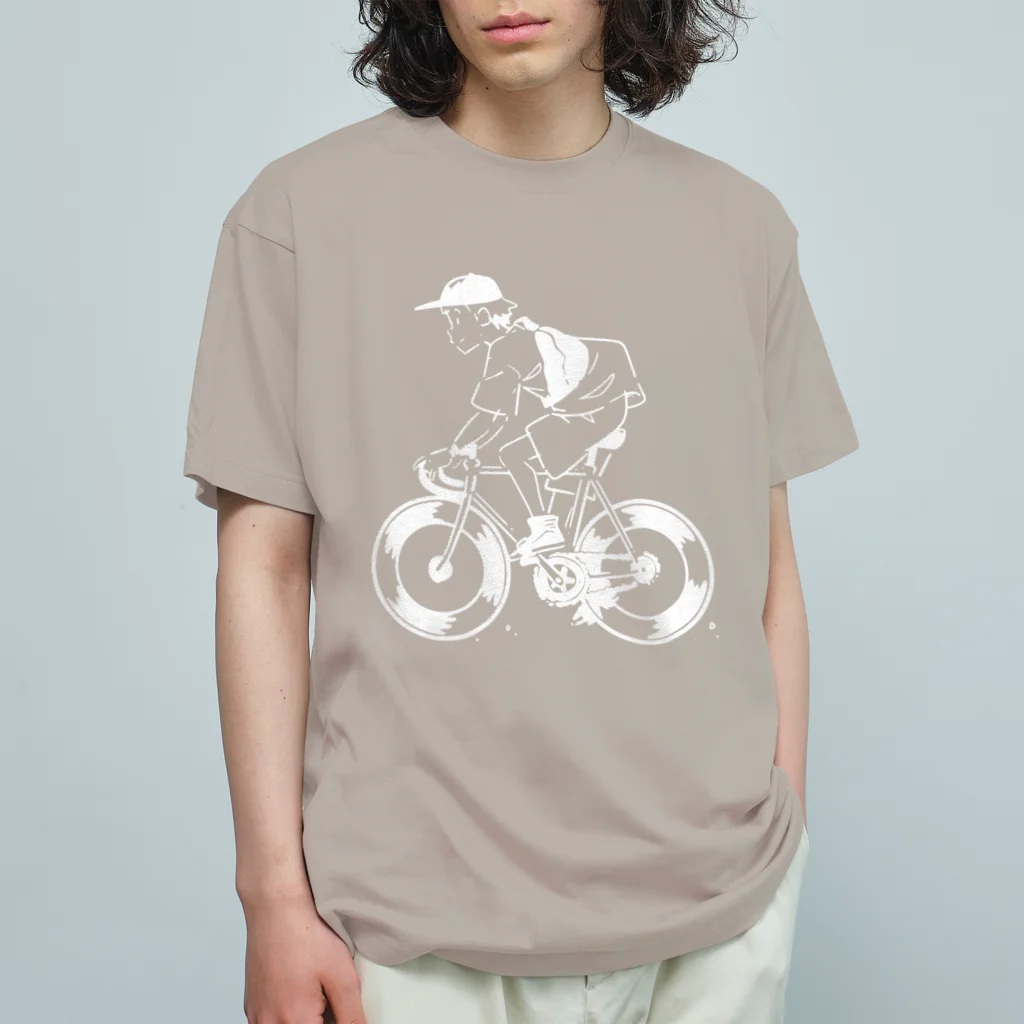 山形屋米店のピストバイクでポタリング オーガニックコットンTシャツ