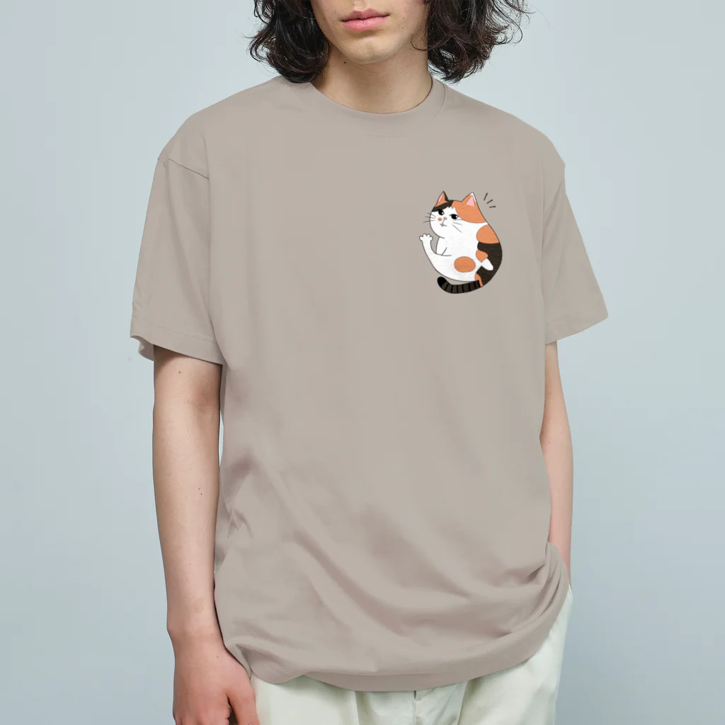 まこーた商店📦の1匹のコミックタッチの三毛ちゃん【カラー】🧡🤍🤎 Organic Cotton T-Shirt