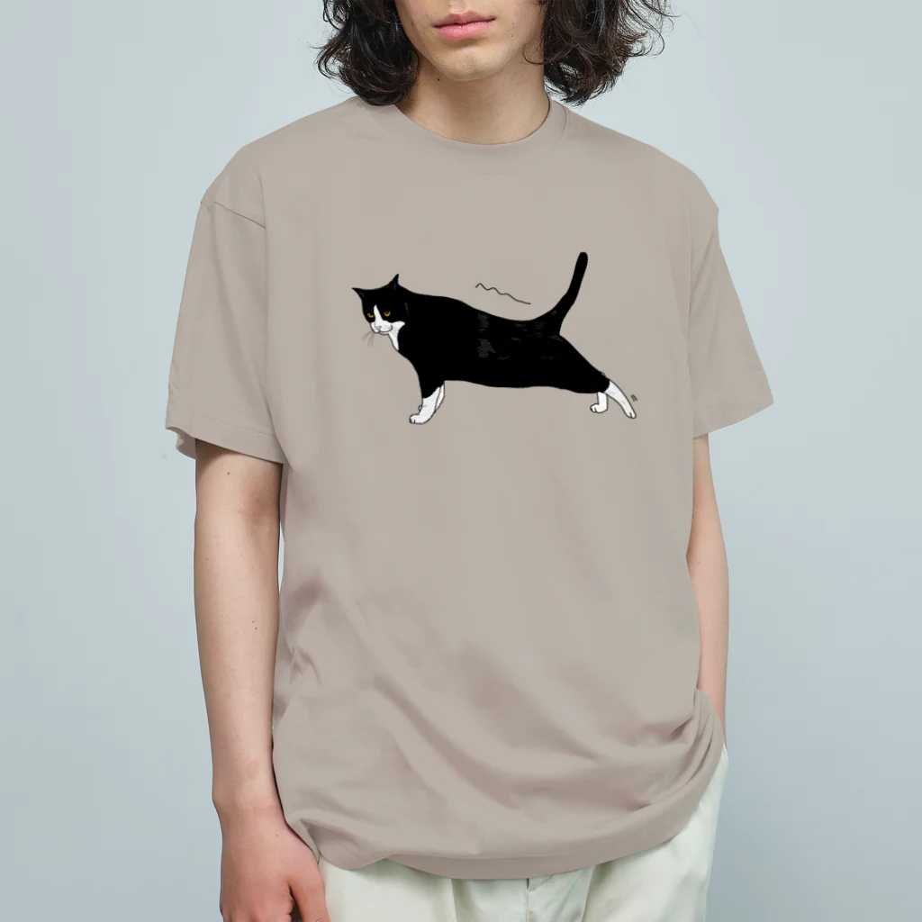 小鳥と映画館の伸びをするハチワレちゃん Organic Cotton T-Shirt