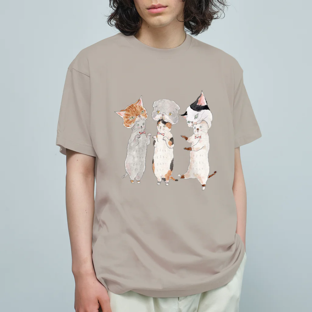 トコロコムギのねこがぶりにゃんこ Organic Cotton T-Shirt