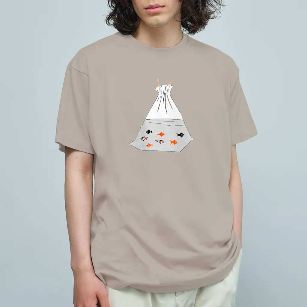 NIKORASU GOの祭りデザイン「金魚すくい」 オーガニックコットンTシャツ