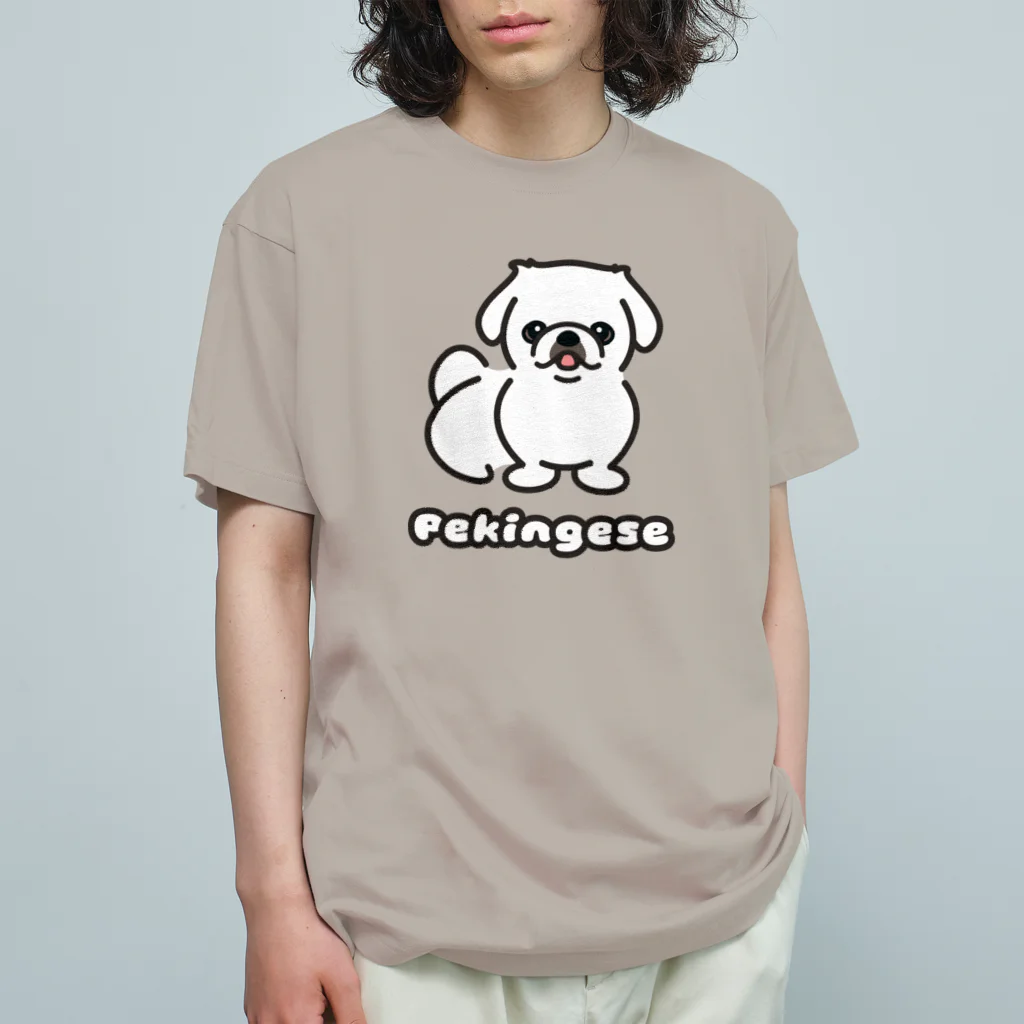 ペキニーズくらぶ（SUZURI支店）のペキニーズ・ホワイト（サマーカット）（全身） オーガニックコットンTシャツ