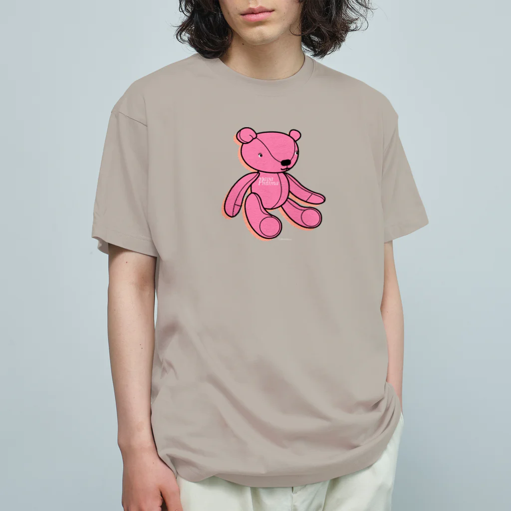 Illustrator Moca&Ram shopのpapamama Teddy bear🐻/ パパママ テディベア Organic Cotton T-Shirt