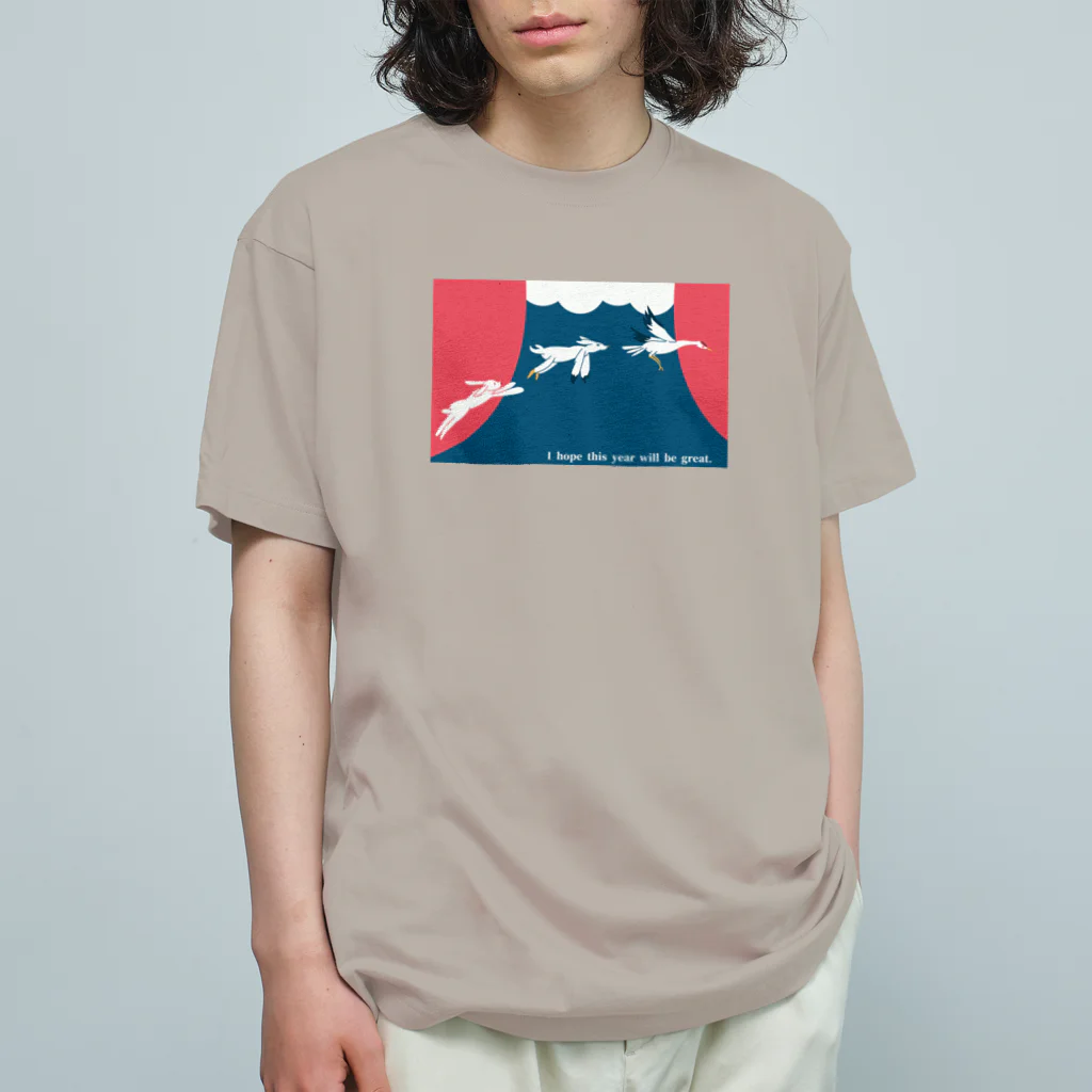ari designのうさぎ、鶴になる Organic Cotton T-Shirt