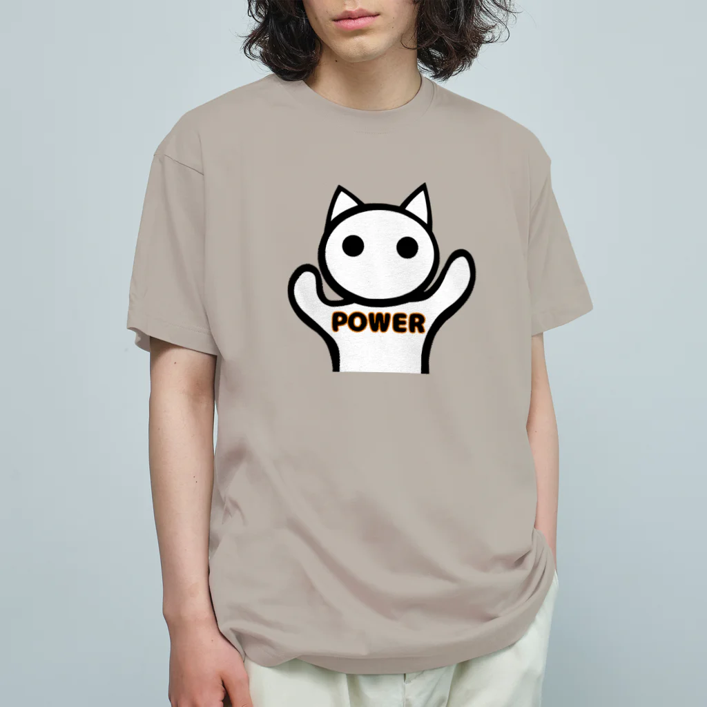 aiueoneko358のパワー猫 オーガニックコットンTシャツ