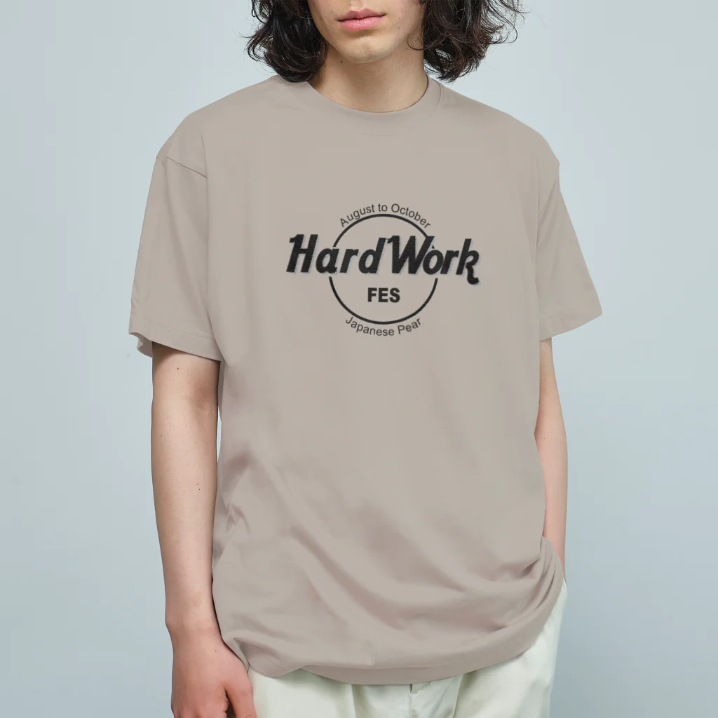 DESIGN 7483のHARD WORK FES Black オーガニックコットンTシャツ