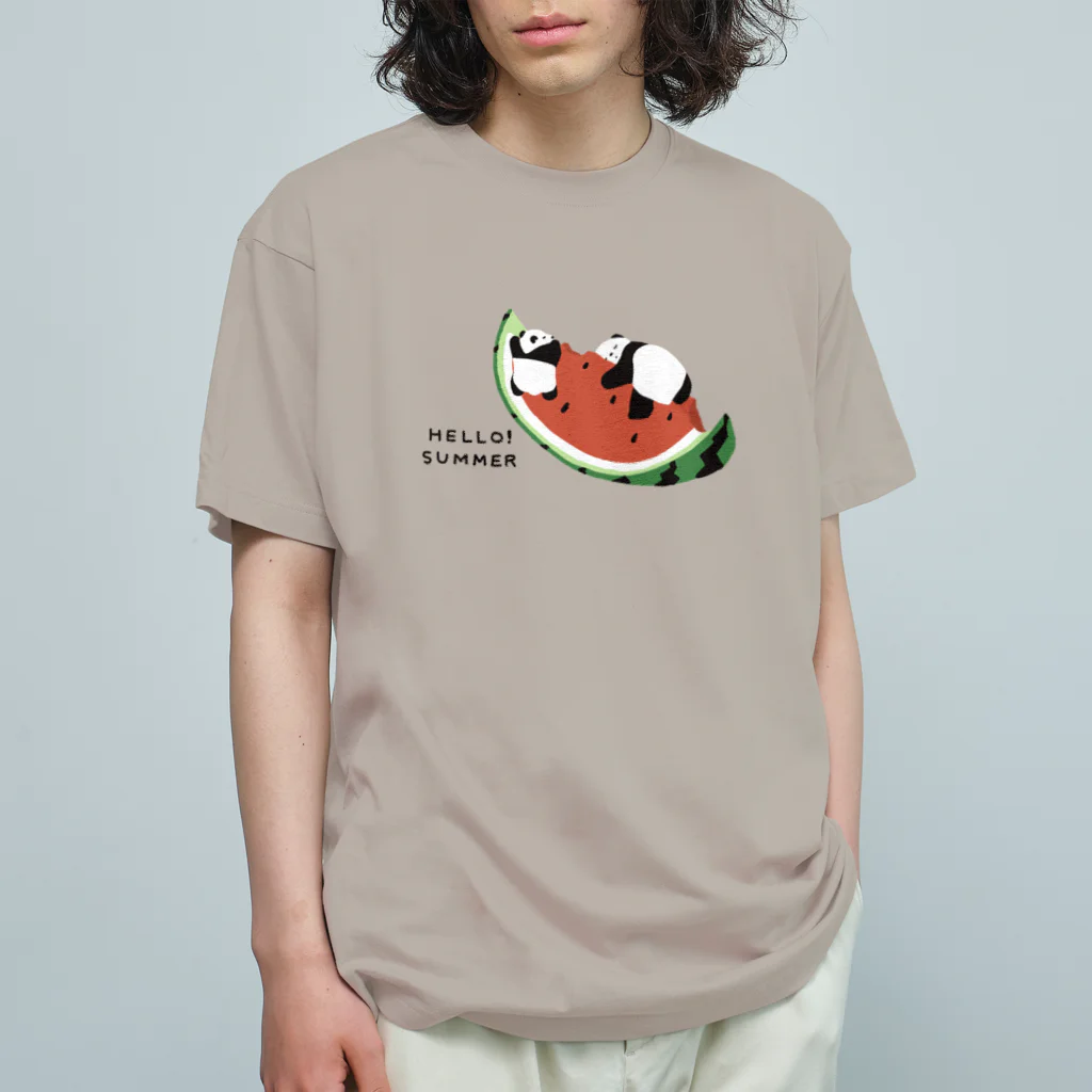 kiki25のゆらゆらスイカとすやすやパンダたち Organic Cotton T-Shirt