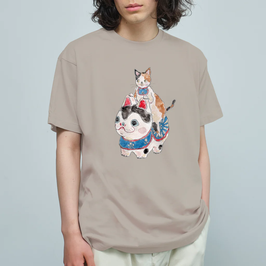 トコロコムギの爆走！犬張子にゃんこ オーガニックコットンTシャツ