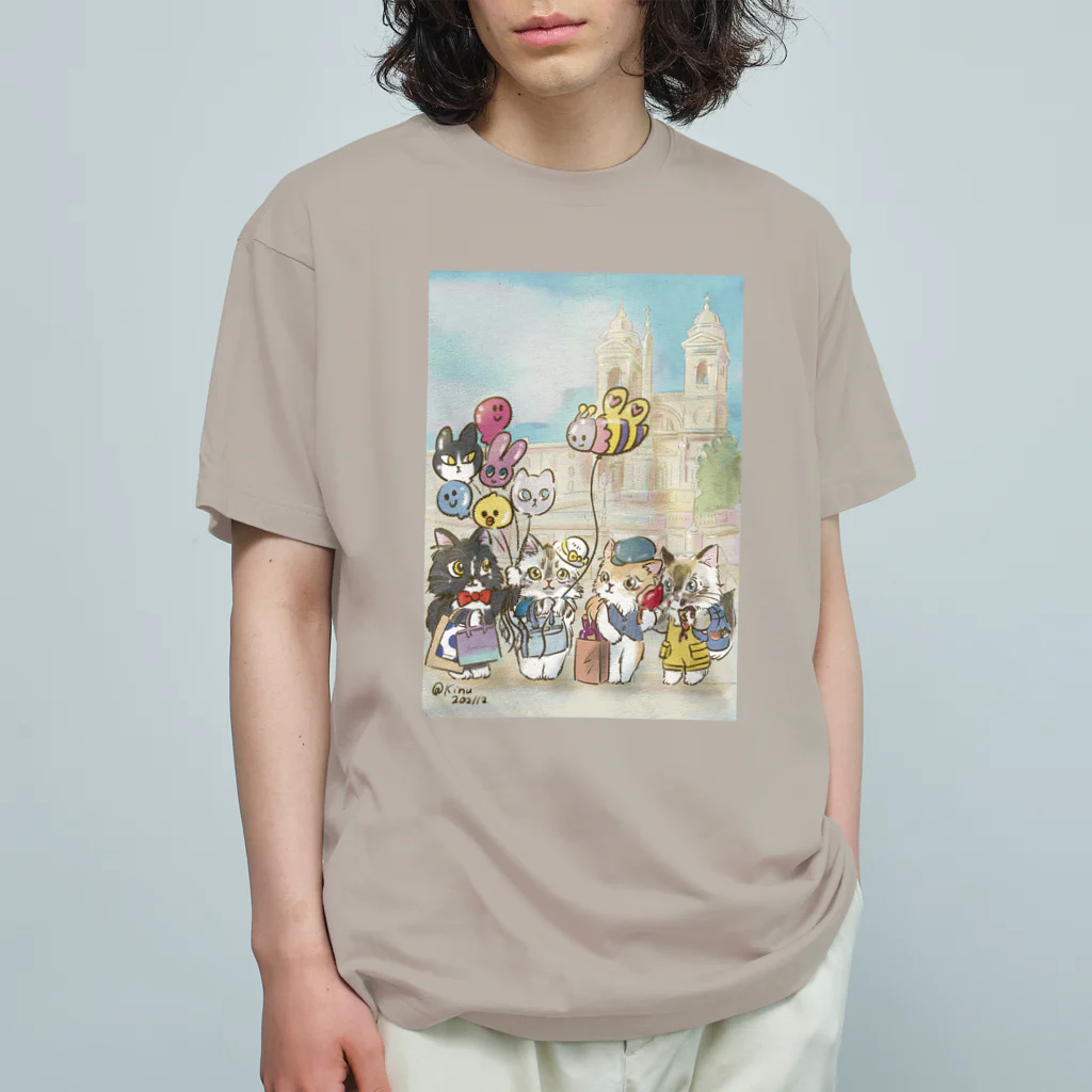 猫のきぬくんのお店のベーカリーこげまる社員旅行にゃ Organic Cotton T-Shirt