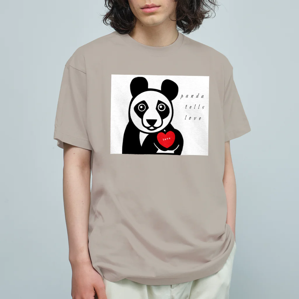 aiueoneko358のパンダハート オーガニックコットンTシャツ