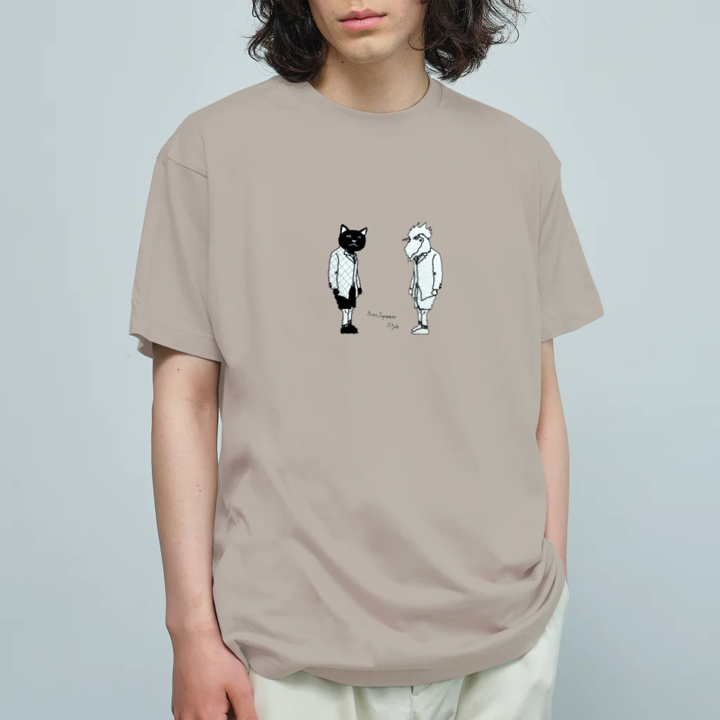 NEOJAPANESESTYLE                               のB_Lack_Cat&Mr.CHICKENHEART Organic Cotton T-Shirt