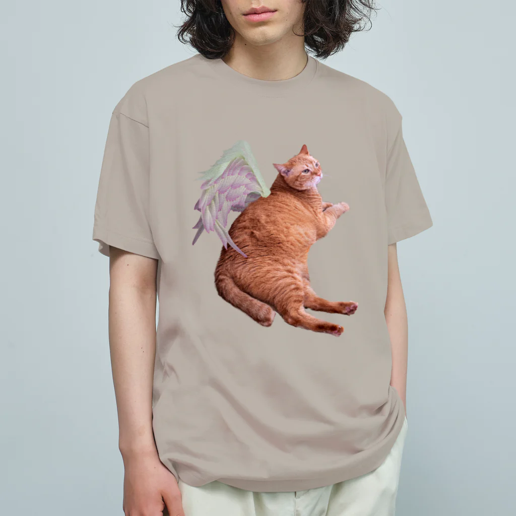 xin_PENTAXの蓮の花びらの羽を背負ったちゃー君 オーガニックコットンTシャツ