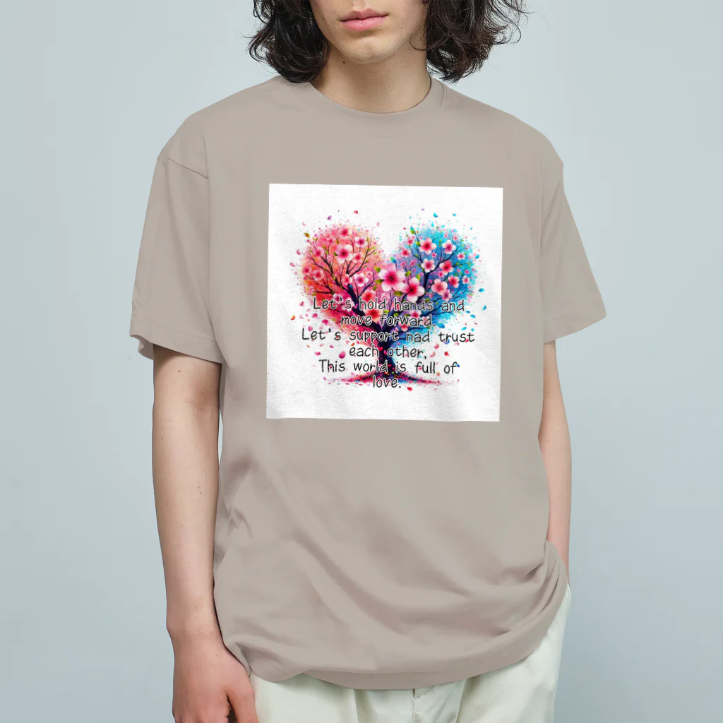 Chika-Tataのサクラとハート Organic Cotton T-Shirt