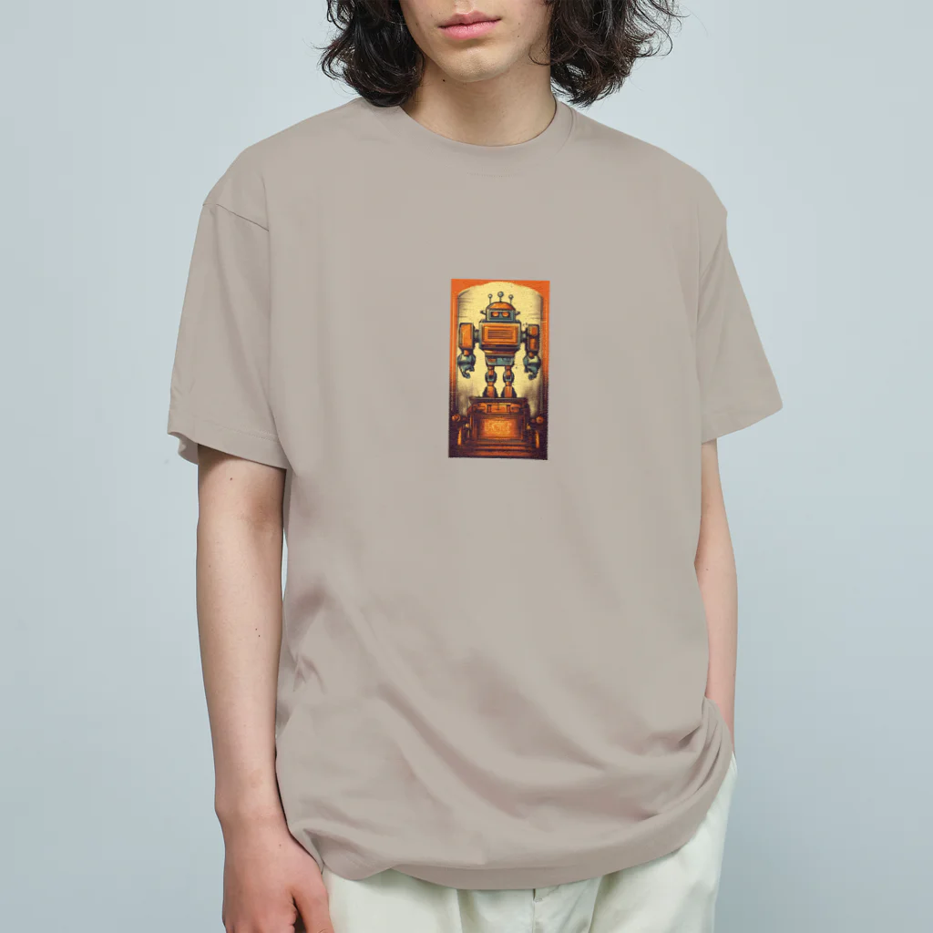 mirinconixのブリキのヴィンテージ風ロボットのイラスト Organic Cotton T-Shirt