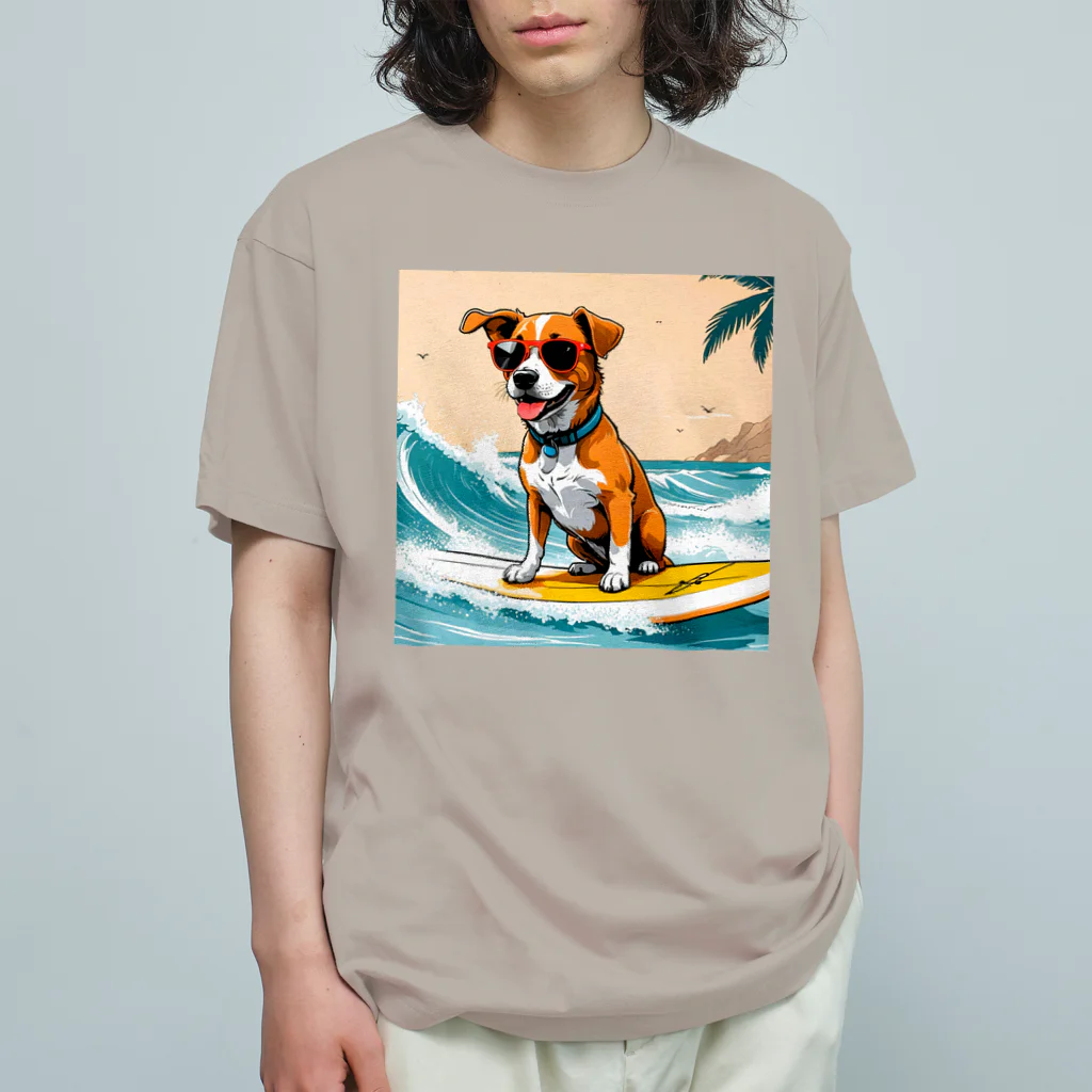 studio eizoのおいら波乗り🐕犬サーファー🏄 オーガニックコットンTシャツ