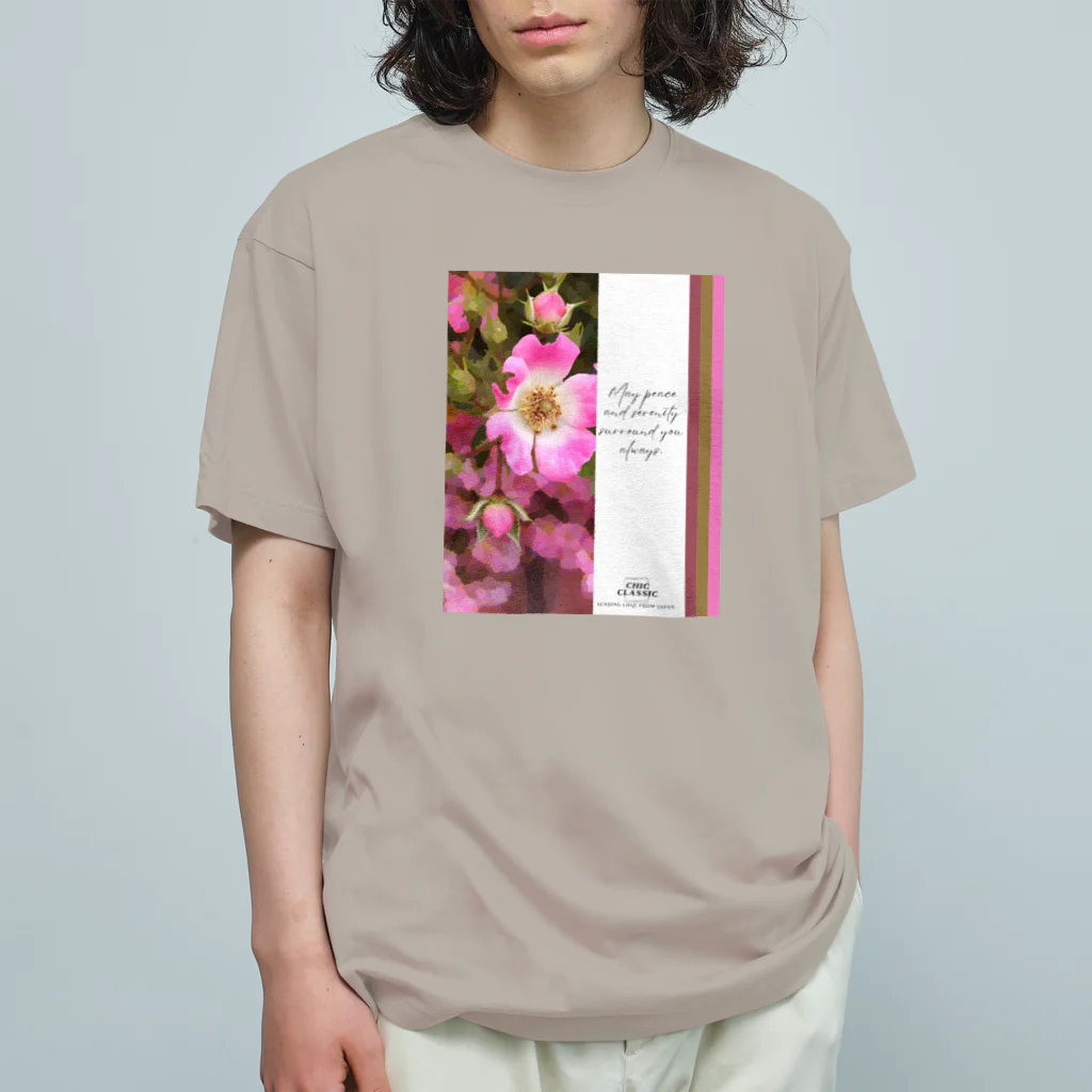 ChicClassic（しっくくらしっく）のお花・May peace and serenity surround you always. Organic Cotton T-Shirt