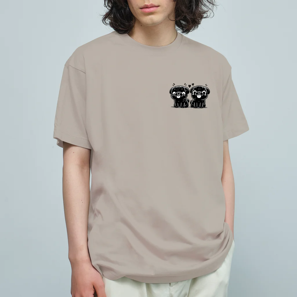 ブヒーズのtwin pug Organic Cotton T-Shirt