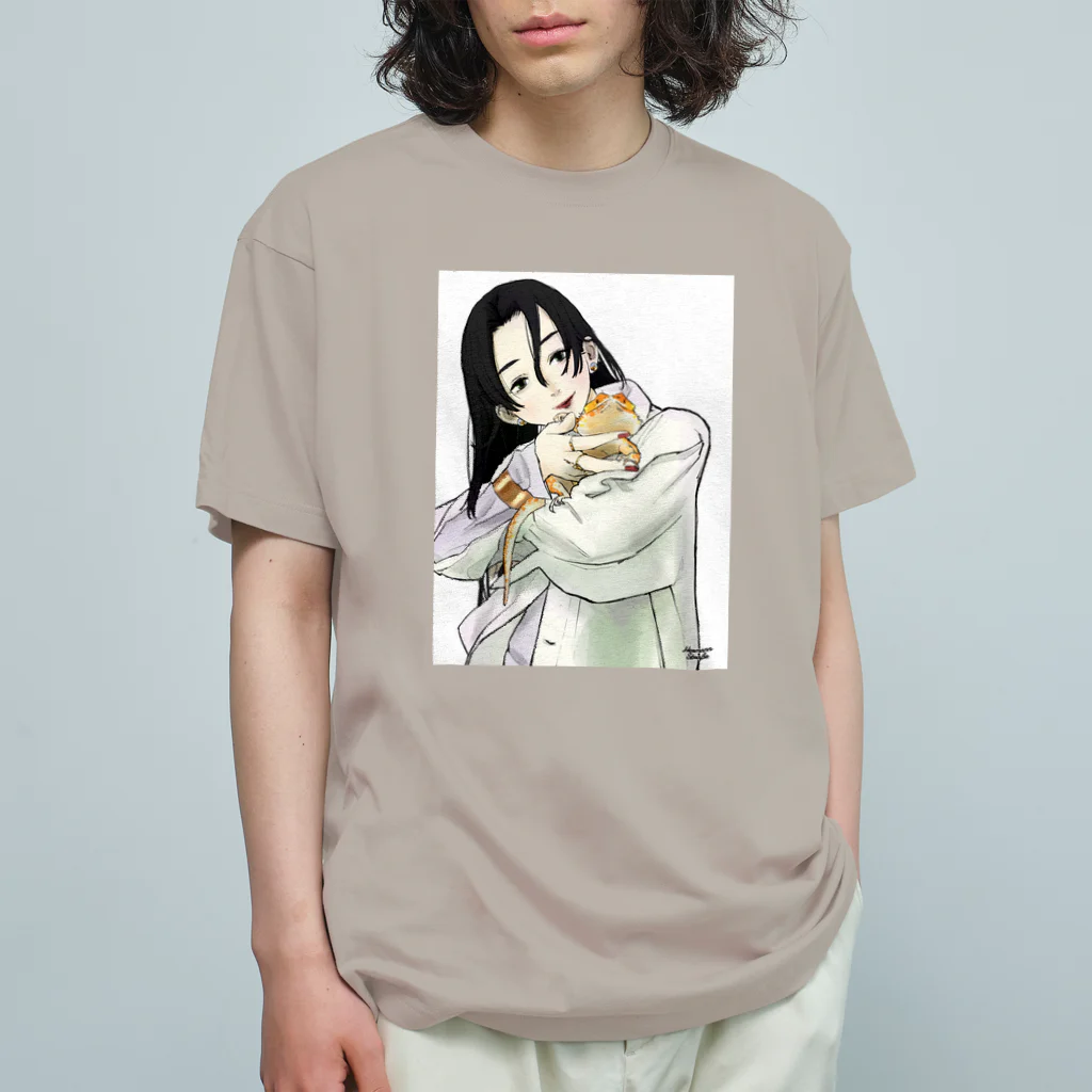 HermannStrasseのフトアゴと女の子 オーガニックコットンTシャツ