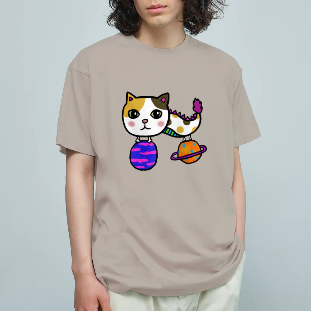 SpiraCosmoのドラ猫シリーズ（宇宙） オーガニックコットンTシャツ