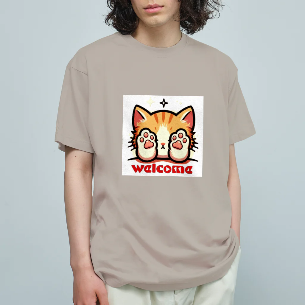 kk-welcomeの肉球で目隠し猫ちゃん オーガニックコットンTシャツ