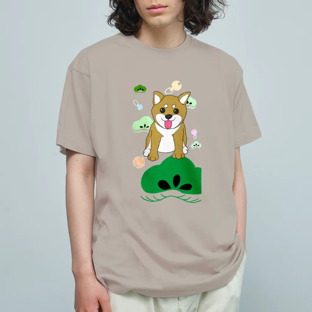 Lily bird（リリーバード）のにこにこ柴犬 和柄背景① Organic Cotton T-Shirt