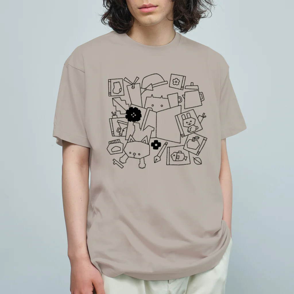 Illustrator イシグロフミカのBOOKCATCOFFEE オーガニックコットンTシャツ