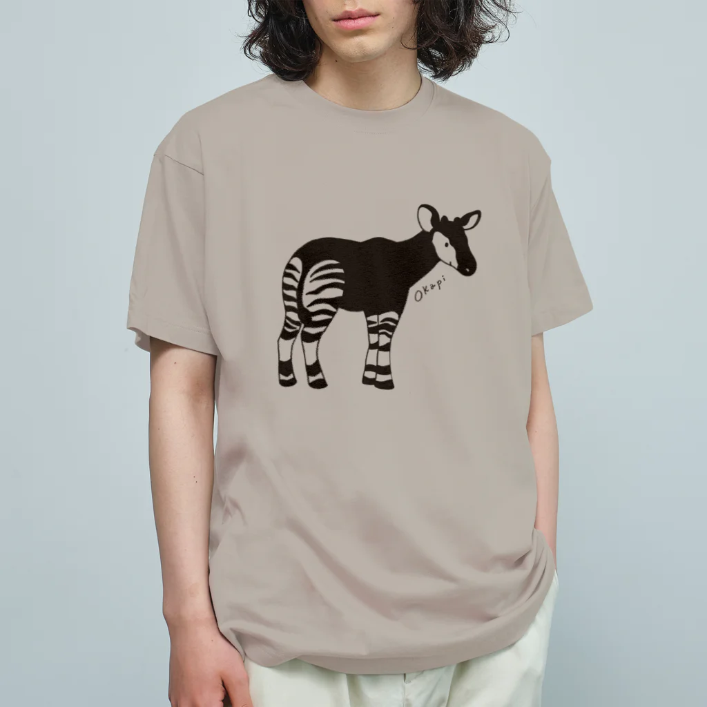 あおきさくらのオカピ（線画） オーガニックコットンTシャツ