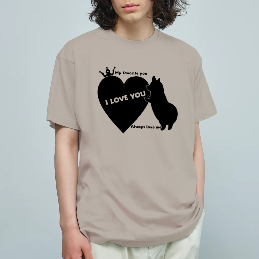 5corgisのI LOVE YOU CORGI オーガニックコットンTシャツ