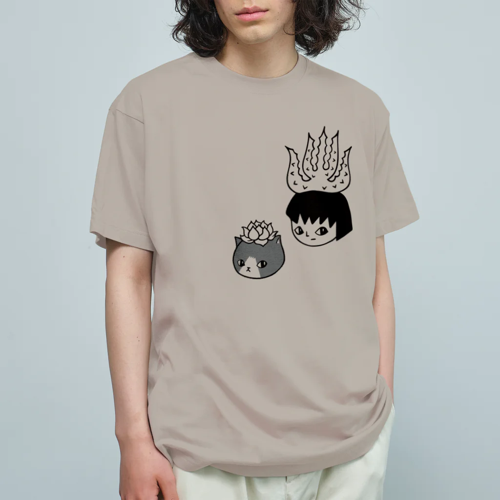 nanaqsaのアロエのアッちゃんとエケネコ オーガニックコットンTシャツ