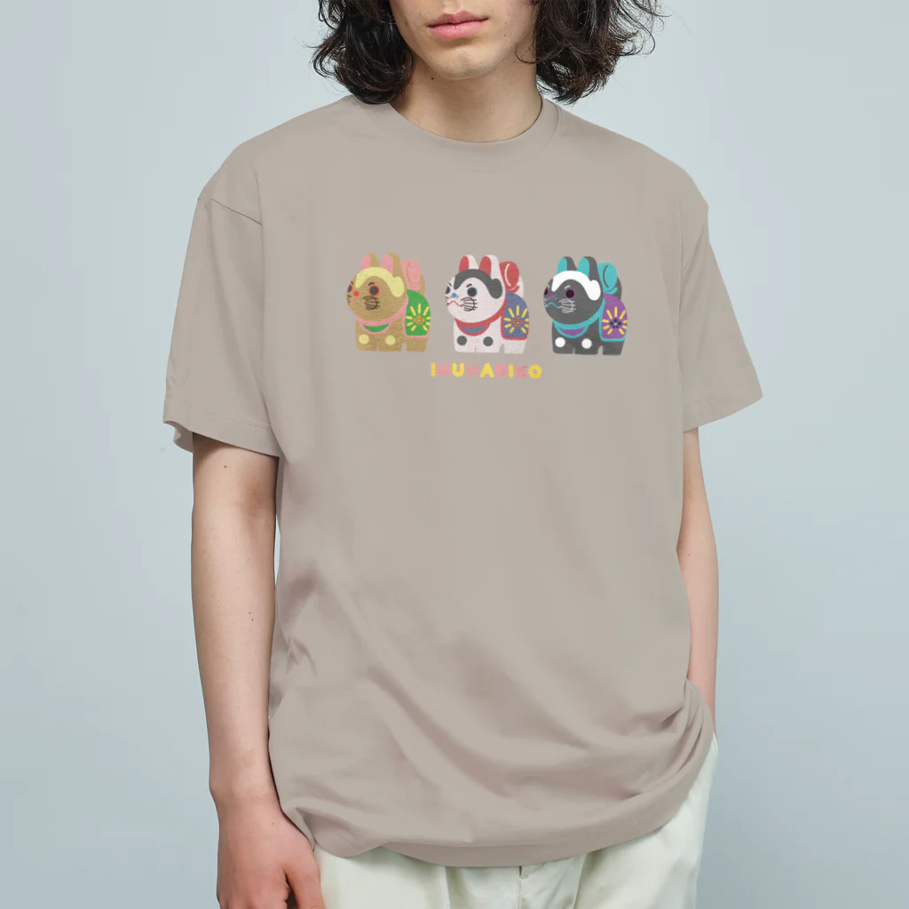 　やのやのいぬはりこトリオ オーガニックコットンTシャツ