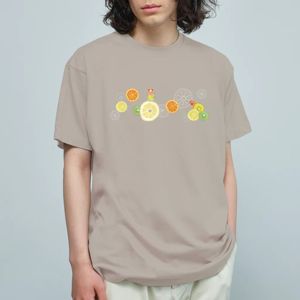 小桜森のラブバとフルーツ（横長） Organic Cotton T-Shirt