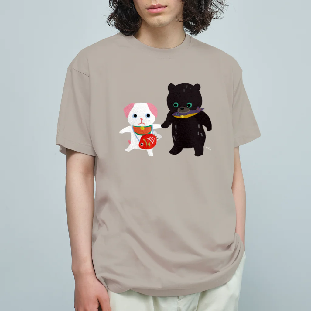 おばけ商店のTOYTOY＜鯛狆と木彫りの熊＞ オーガニックコットンTシャツ