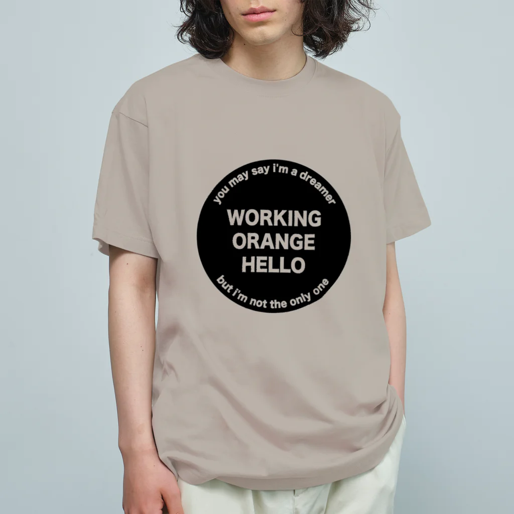 オレンジジュース・グラス・ストアのワーキングオレンジハローTシャツ オーガニックコットンTシャツ