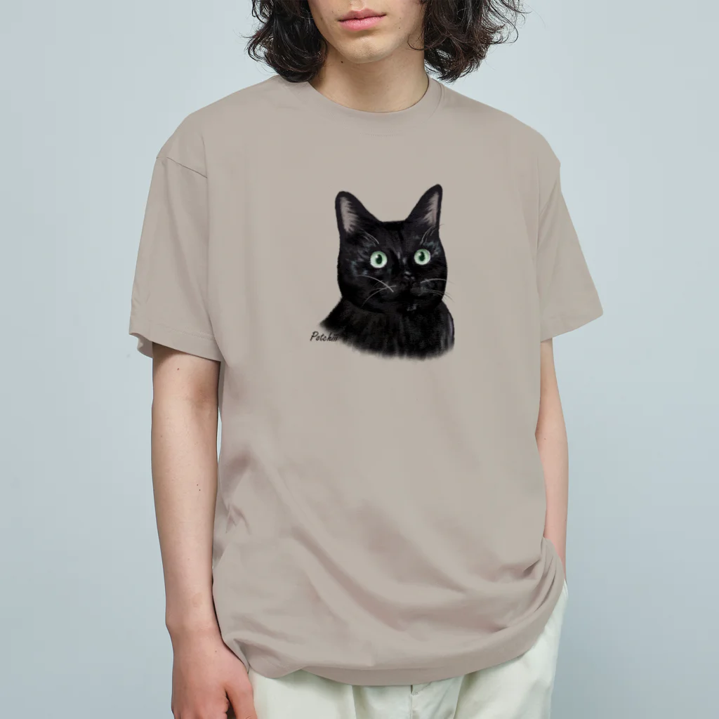 猫とやっし～ぃのアレコレのキリッと黒猫 オーガニックコットンTシャツ