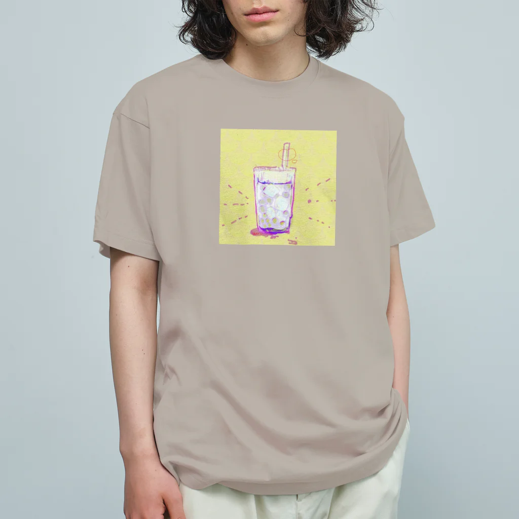 猫毛布ストアの帰り道のタピオカ オーガニックコットンTシャツ