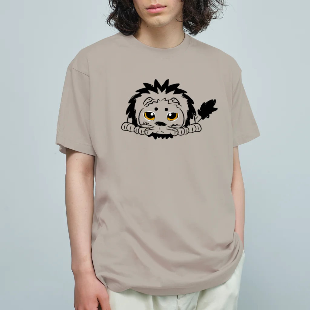 BeArtSuzumaruのぺたんこライオン オーガニックコットンTシャツ