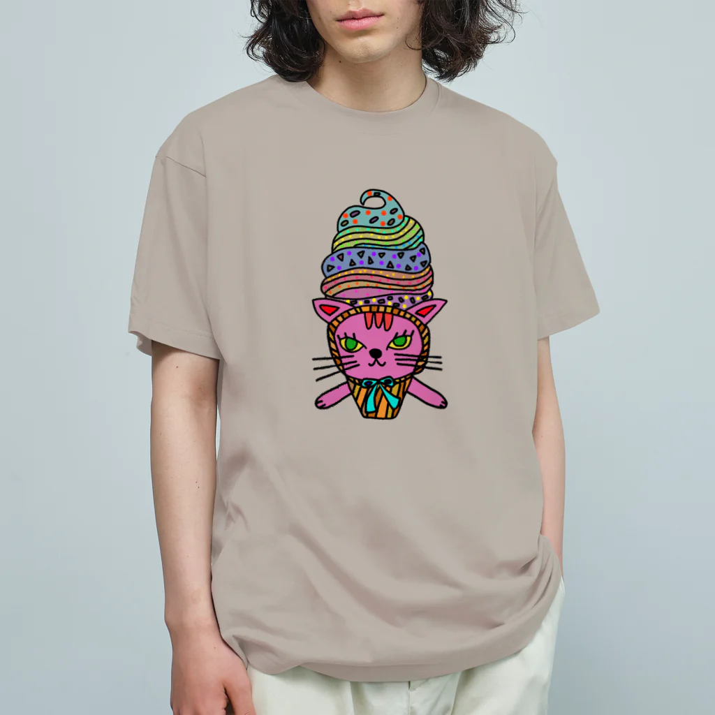 CREAMY YODAのソフトクリームピンクネコ Organic Cotton T-Shirt