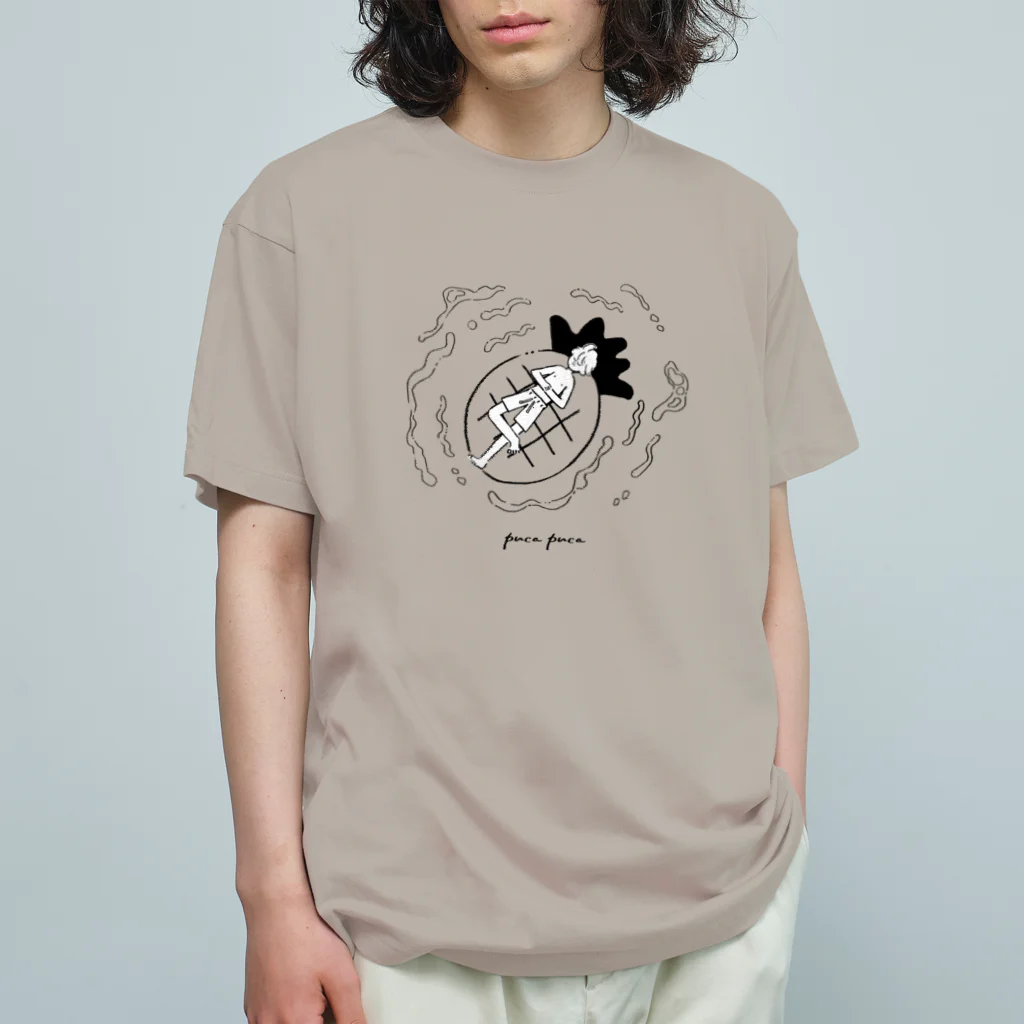 miyoshiの浮き輪ふわりくん（パイン・モノクロ） オーガニックコットンTシャツ