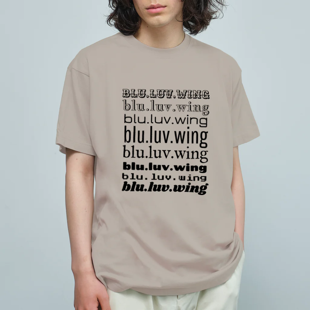 BLUWINGsのblu.luv.wing 黒文字 Organic Cotton T-Shirt