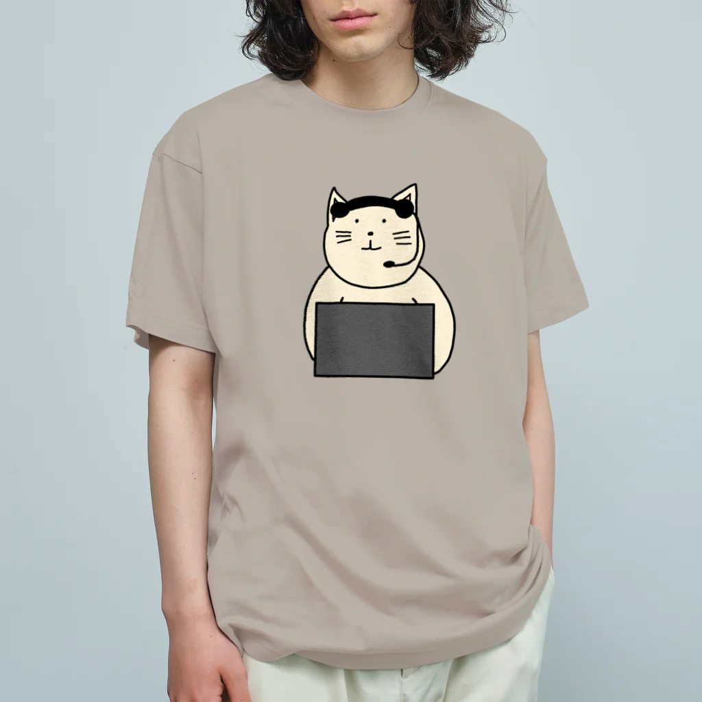 ＋Whimsyのコールセンターねこ オーガニックコットンTシャツ