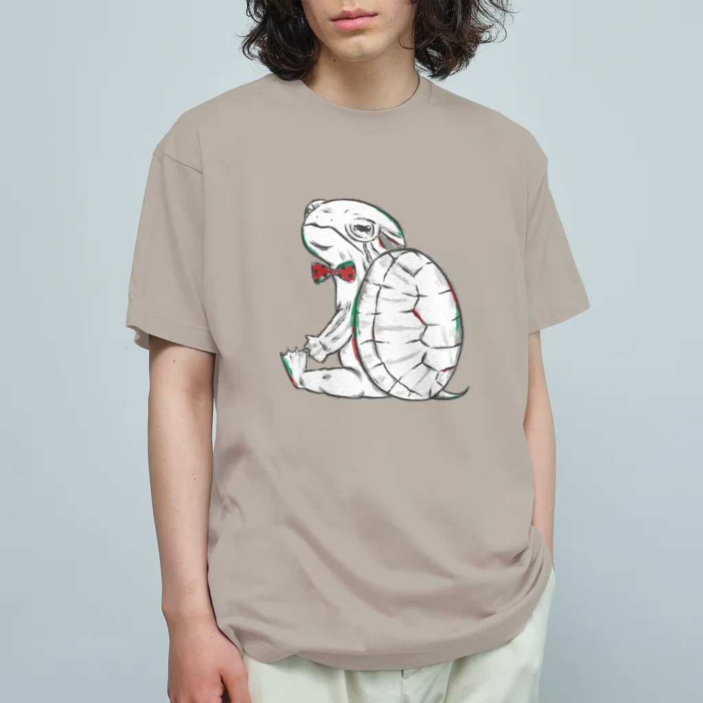 MIKAERUのミシシッピアカミミガメさん オーガニックコットンTシャツ