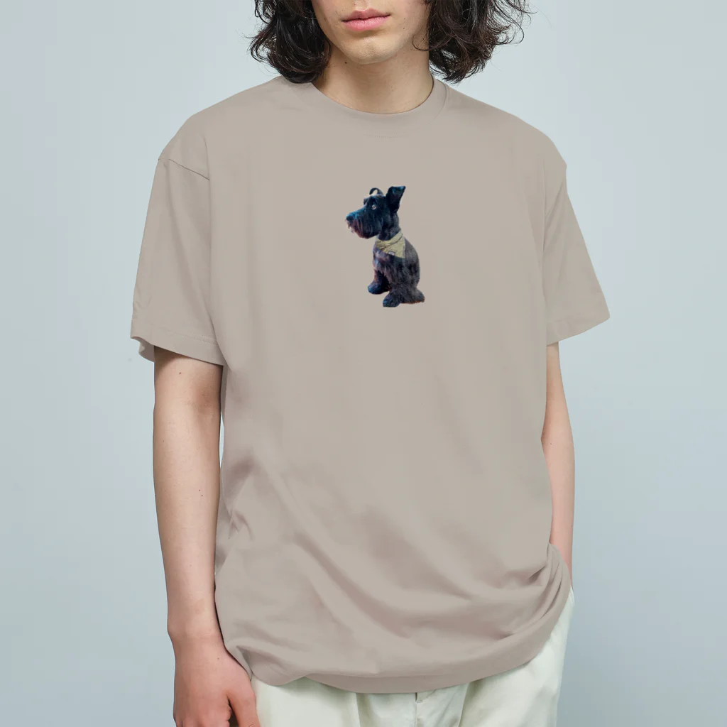 KURO のおすわりKURO シュナウザー 黒い犬 dog クロ オーガニックコットンTシャツ