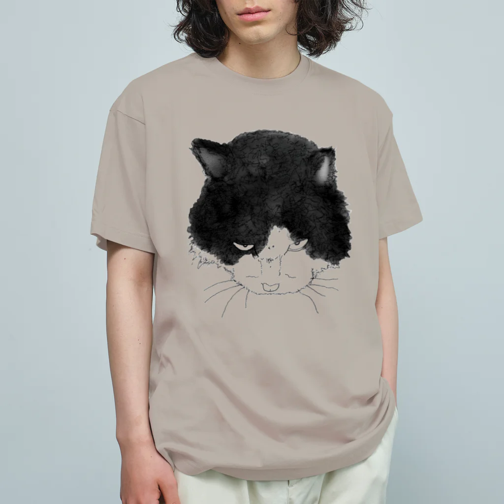 スナック半ばをすぎての睨みネコ, Organic Cotton T-Shirt