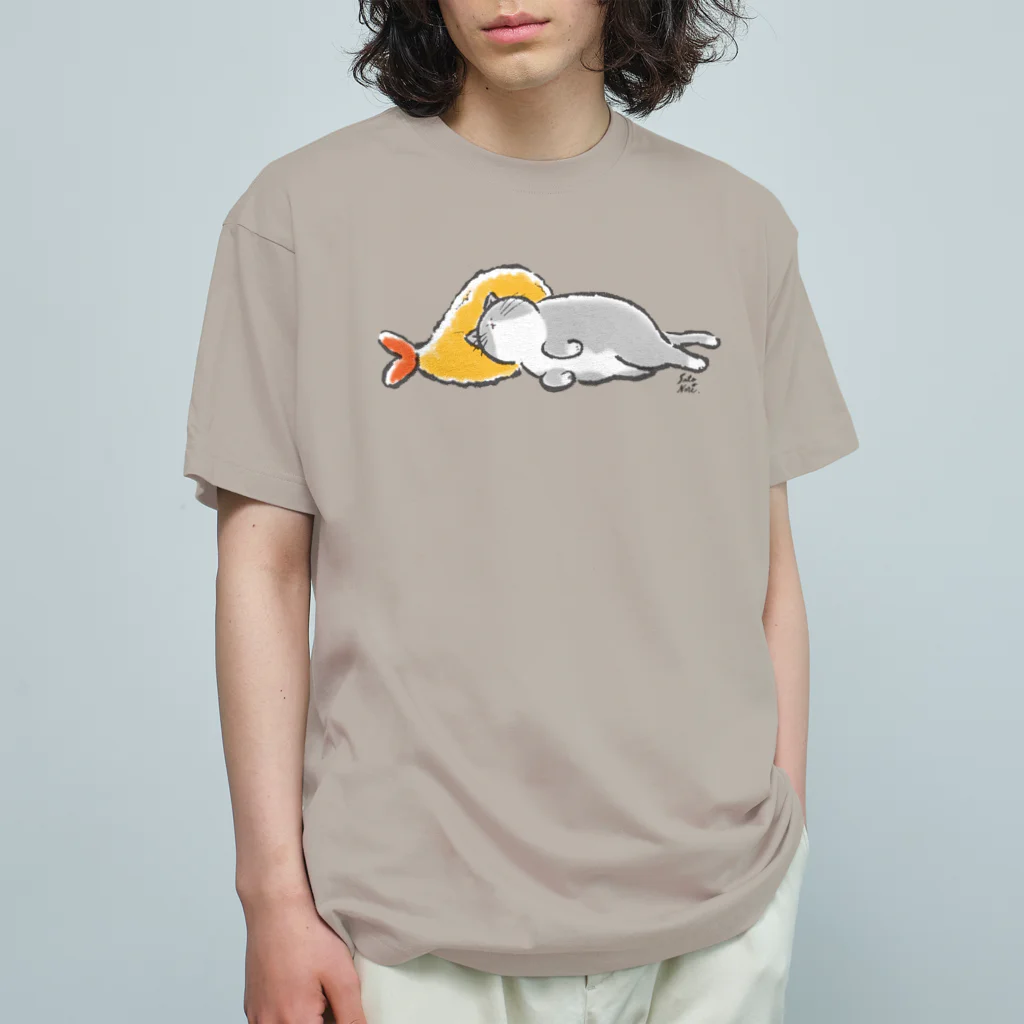 サトウノリコ*のピスピスゆーて寝るネコ【ハチワレグレー】 オーガニックコットンTシャツ